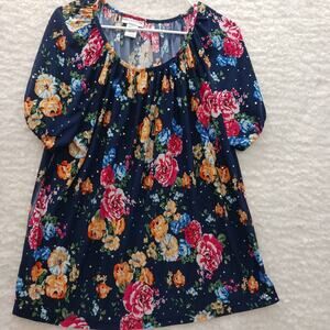 Blouse Size XL Navy Bloomcore Romantic Feminine Whimsycore Cottagecore Floral